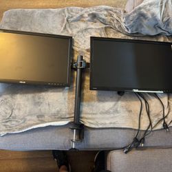 Two ASUS Computer monitors And Stand : VS248H-P 24" Full HD 1920x1080 2ms HDMI DVI VGA Back-lit LED Monitor