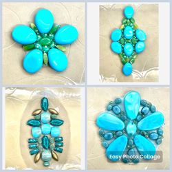 Lot Of 4 Turquoise Colored Appliqués 
