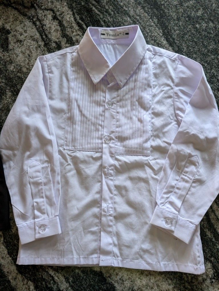 Boys Suit & White Pleated Front,  Shirt