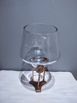 Blown Glass Hurricane With Stand
