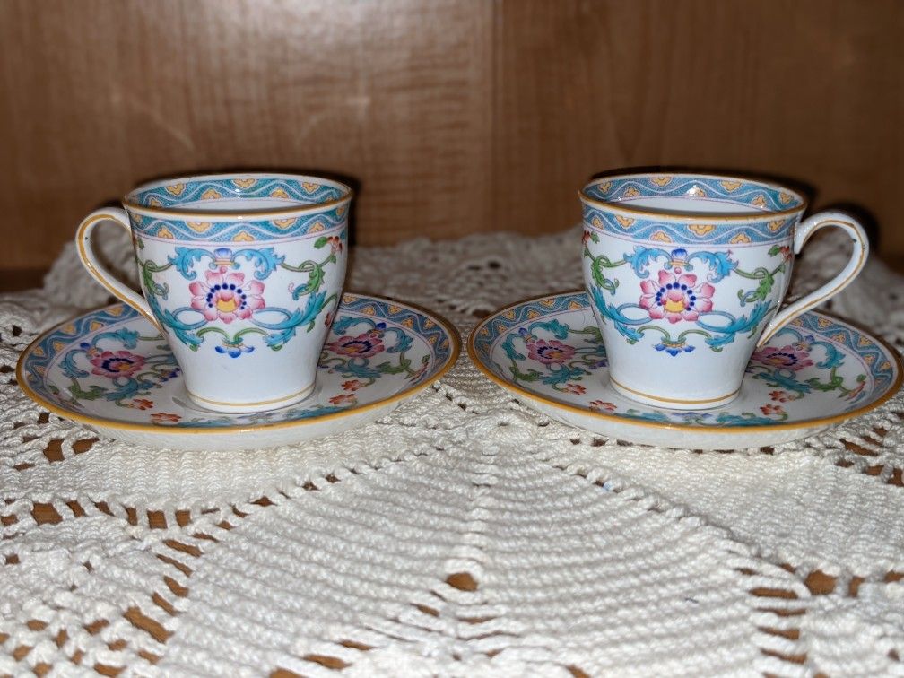 2 Small Antique Minton's Tea Cups And Saucers Register Number  566884 Pat Dec 20th 1910