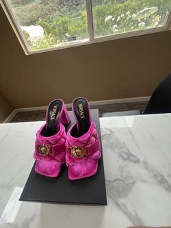 Pink Velvet Versace heels