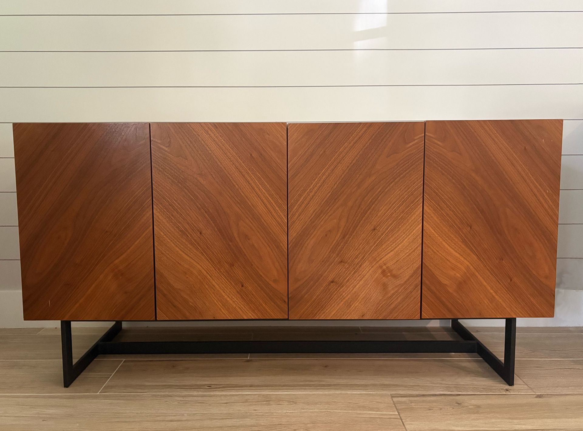 CB2 - Suspend 57” Walnut Wood Media Console with White Marble Top