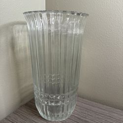 Vintage FTDA Clear Glass Vase 1986 - Ribbed Flared Design