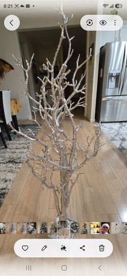 Silver Glitter Decorative Branch Tree