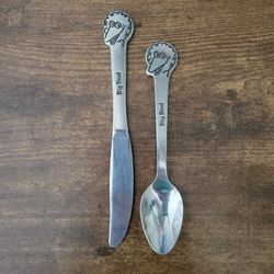 Vintage 2-pc Stainless Flatware Set Big Bird