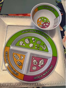 Portions divided plates set of 2