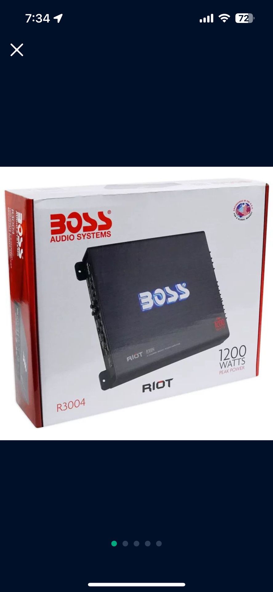 BOSS Audio Systems R6002 Riot Series Car Audio Stereo Amplifier - 1200 High Output, 2 Channel, Class A/B, 2/4 Ohm, Low/High Level Inputs, High/Low Pas