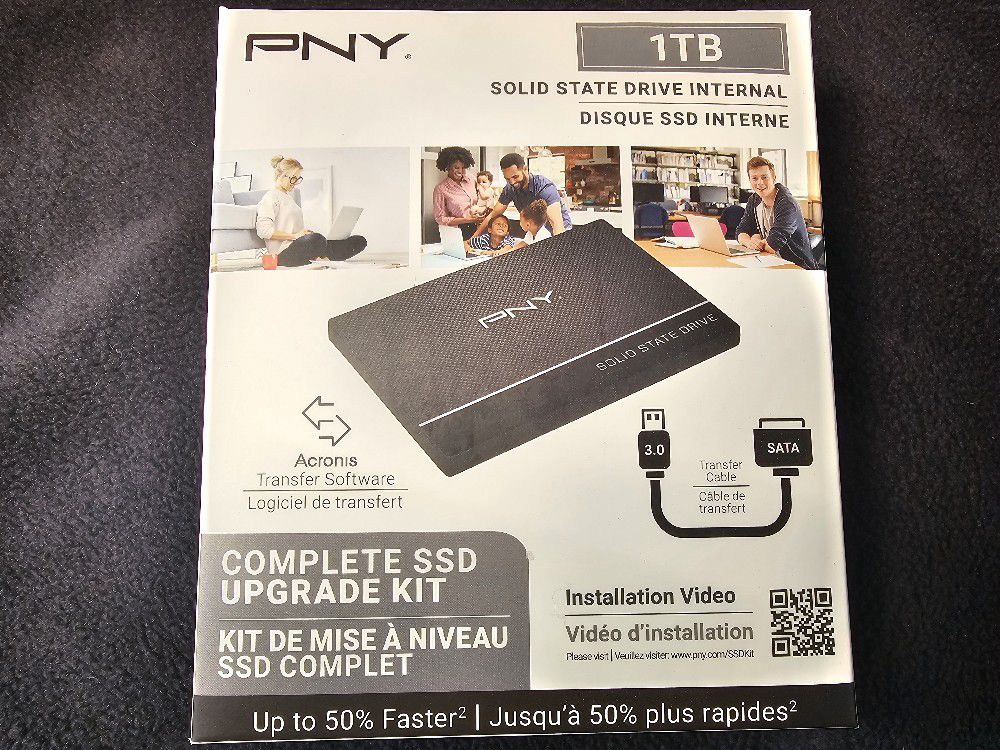 PNY 1TB CS900 2.5” Solid State SATA-III SSD Upgrade Kit w/ Transfer Cable and Software