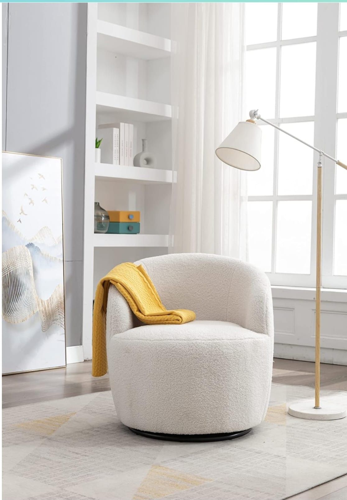 Teddy Fabric Swivel Accent Armchair