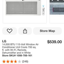 LG 14,000 BTU 115-Volt Window Air Conditioner Unit Cools 700 sq. ft. with Wi-Fi, Remote, Dehumidifier and in White