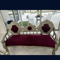 Stunning 3 Piece Set $1,800.  Lion Head Indian Egyptian German Victorian Sofa & 2 Chairs. King David Throne Style W/ Lion Head Arms Only $1,800 Firm. 