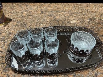 Turkish Tea Glass Set with Tray and Bowl
