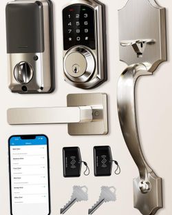 Veise VE06-H Smart Front Door Lock Handle Set - Satin Nickel
