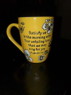 Yellow Coffee cup with Scripture from Psalms