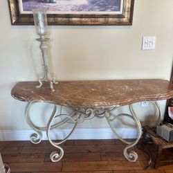 Custom MARBLE Wrought Iron Side Console Table