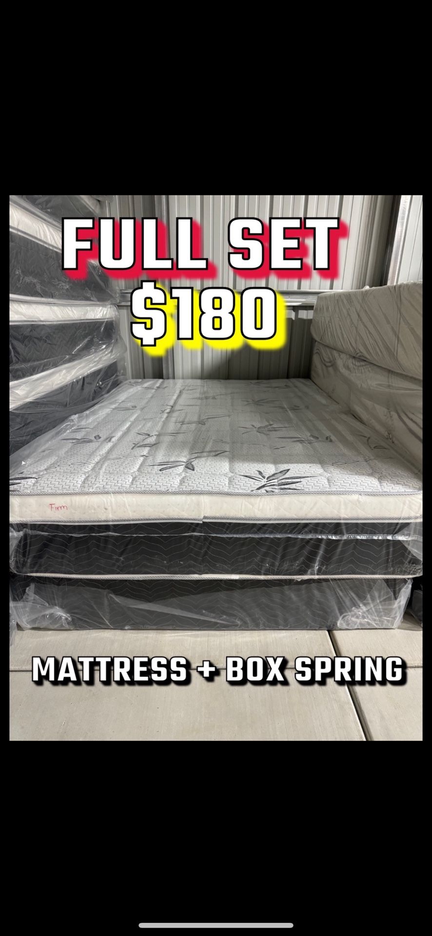 Full Size Pillow Top Mattress With Box Spring Included