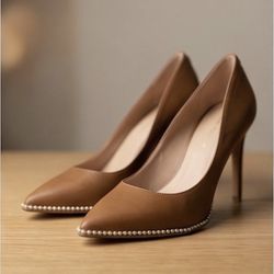 Elegant Brown Pumps Stiletto Heel Pointed Toe Classic Dress Heels