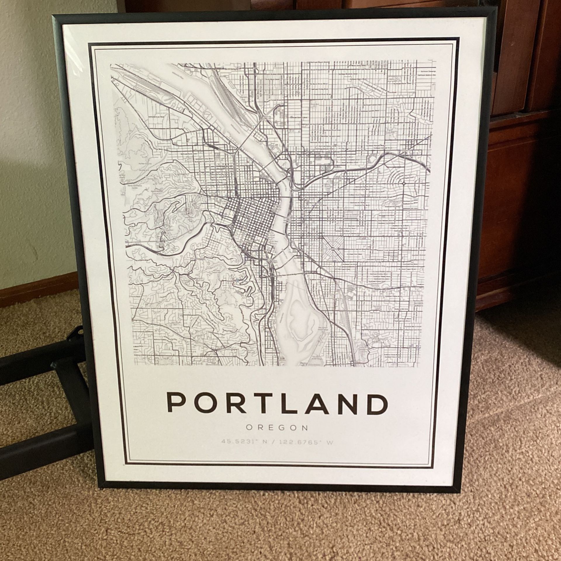 Framed Portland Map Art