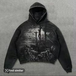 Jesus Cross Print Hoodie 