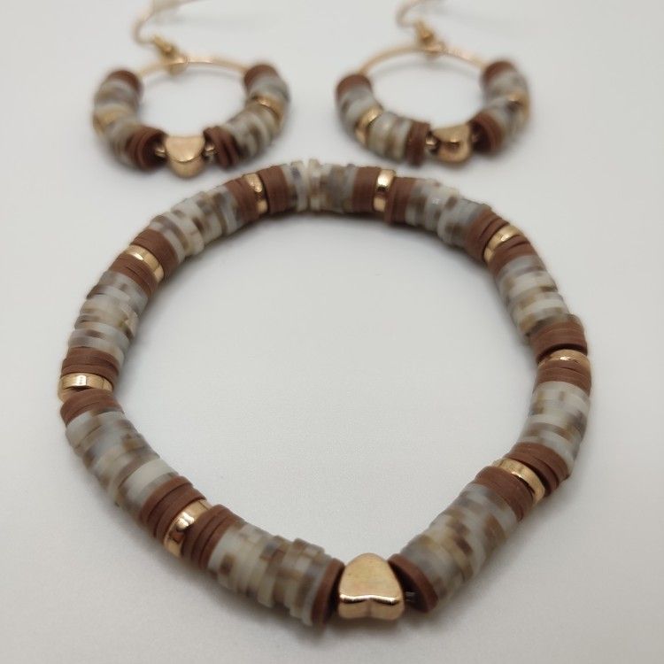 Natural Colors Earrings And Bracelet Set