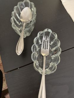 Crystal silverware holders for entertaining.. Set of 4