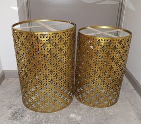 Gold Nesting Tables with Mirrored Tops