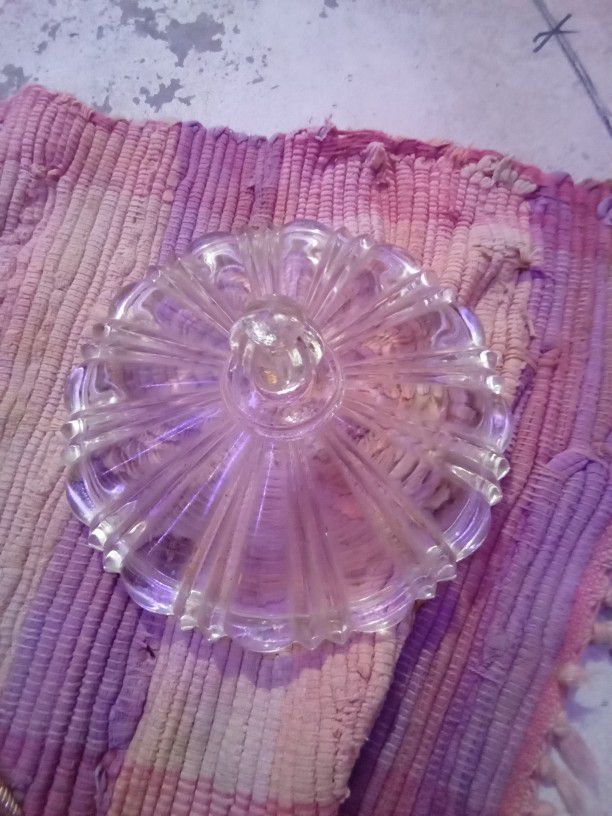 Vintage Clear Crystal Art-Deco, Candy Bowl Lid