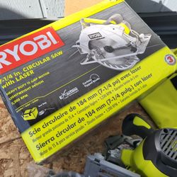 Ryobi 15 Amp Corded 7-1/4 in. Circular Saw with EXACTLINE Laser Alignment System, 24T Carbide Tipped Blade, Edge Guide and Bag