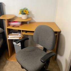 Light Brown desk with chair