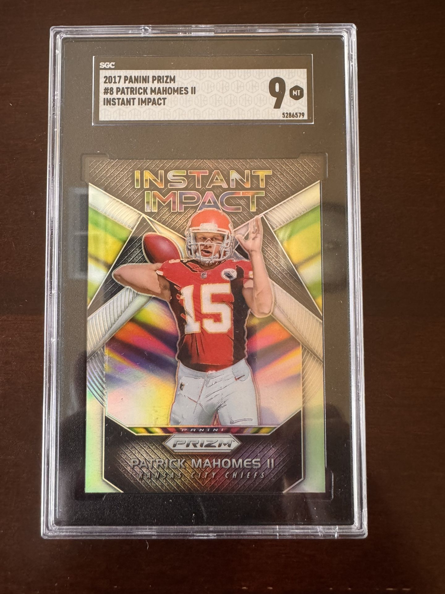2017 Panini Prizm Patrick Mahomes Instant Impact #8 Rookie SGC 9 Kansas City