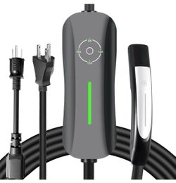 Tesla EV Charger,16 Amp 120V /240V,Adjustable Plug-in Electric Vehicle Charging Station with 21FT Cable NEMA 6-20 Plug NEMA 5-15 Adapter, Compatible w