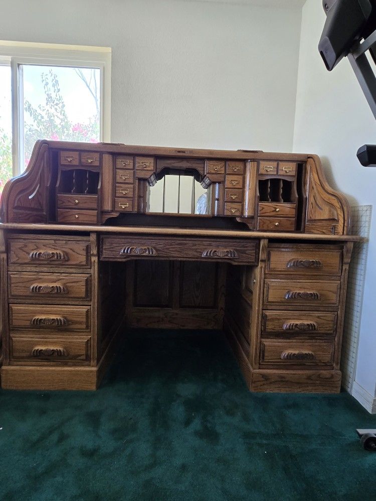 Large Vintage Roll Top Desk