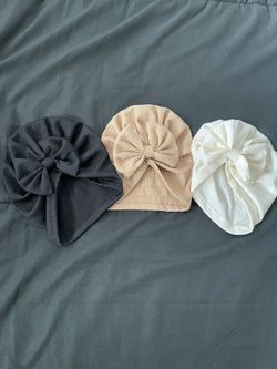 3pc Baby Girl Bow Beanies 