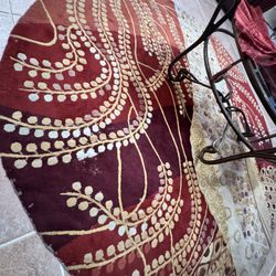 Burgundy and  Gold Rug 