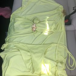 Neon Green Yellow Lime Bikini Dress Cover Up