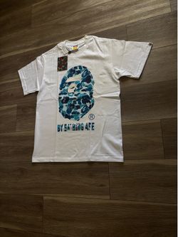 blue and camo bape tee