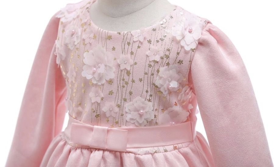 NEW 2018 Pink Winter Toddler Girls Dress Wedding Long Sleeve Dress. Soft fabric, Party Kids Dresses For Girls