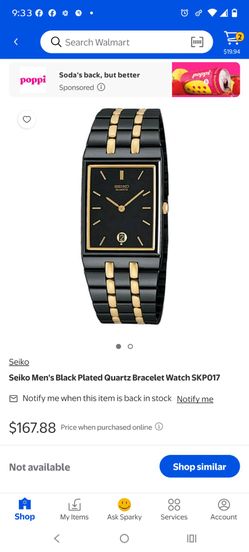 Seiko Black Plated Quartz Mens Watch