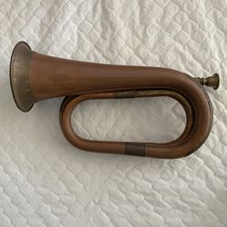 Vintage Copper and Brass Cavalry Bugle Horn - Decorative Military Style India