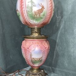 Vintage Antique Gone With The Wind Parlor Oil Lamp