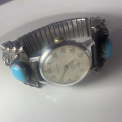 Caravelle N3 Watch With Navajo Turquoise/Coral Band