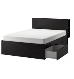 IKEA bed frame with storage & headboard