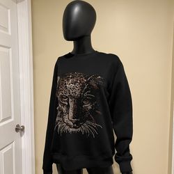 Rhinestones Sweatshirt Blouse Shirt T-shirt Tee Long Sleeve Crew Neck oversized