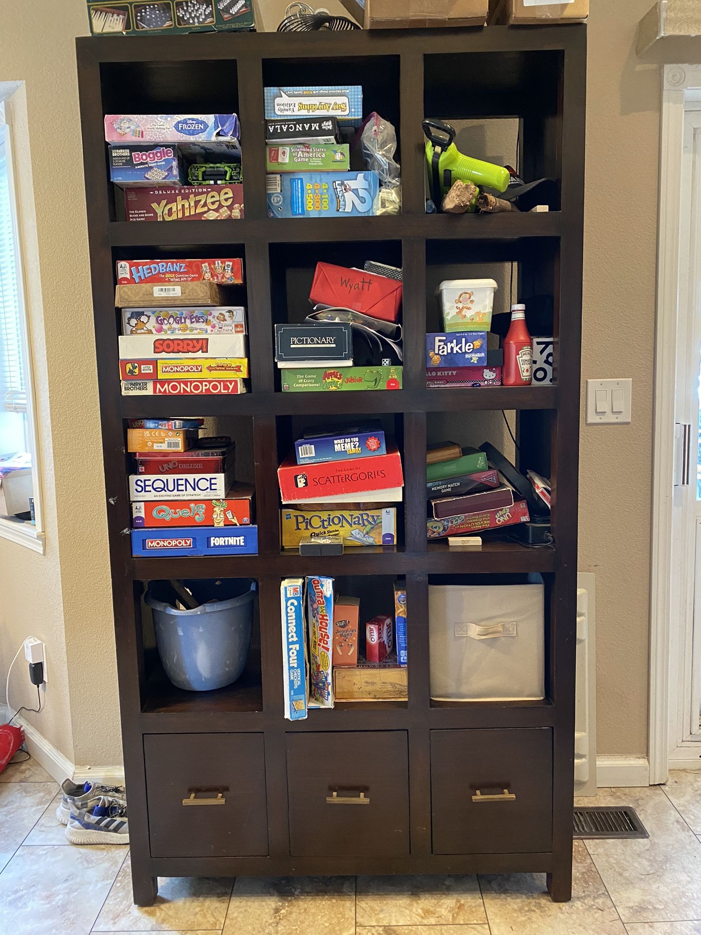 Espresso Solid Wood Book Shelf Organizer 