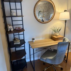 Velvet light blue desk/vanity accent chair