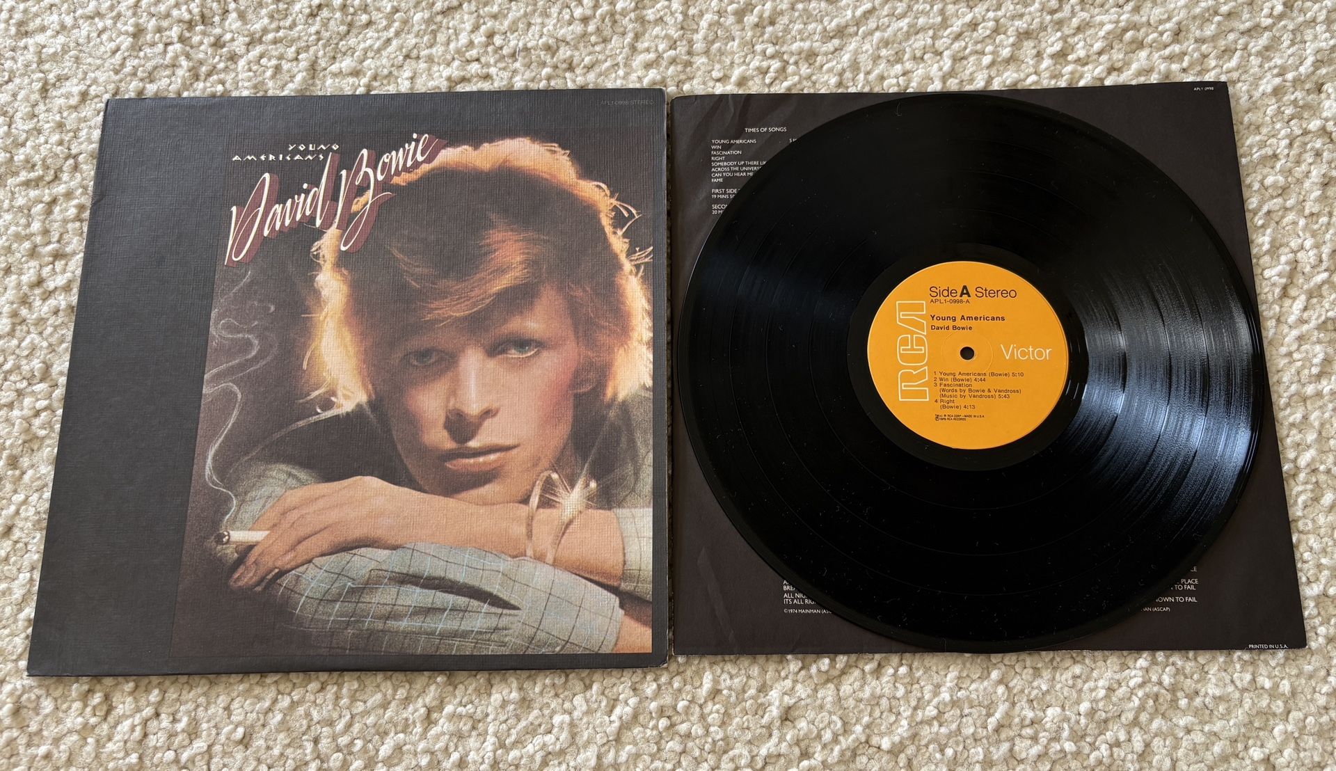 David Bowie “Young Americans” Vinyl Lp 1975 RCA Victor Records Original ...