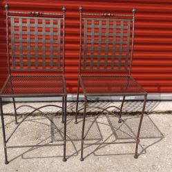 Four Wrought Iron Metal Barstools Indoor Outdoor Patio Bar Excellent Condition