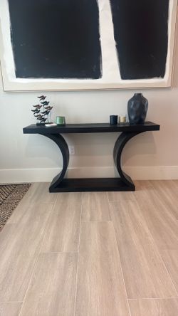 Black solid wood console table