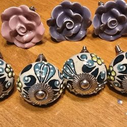 🌸 Decorative Ceramic Drawer / Cabinet Knobs – Mixed Set (9 Total)